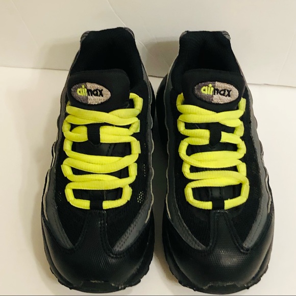 EUC Nike Air Max 95 PS Black Volt Dark Grey Little Kids Shoe Size 11c - Picture 4 of 12